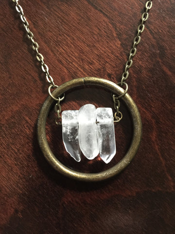 Olanna Brass Ring Crystal Necklace